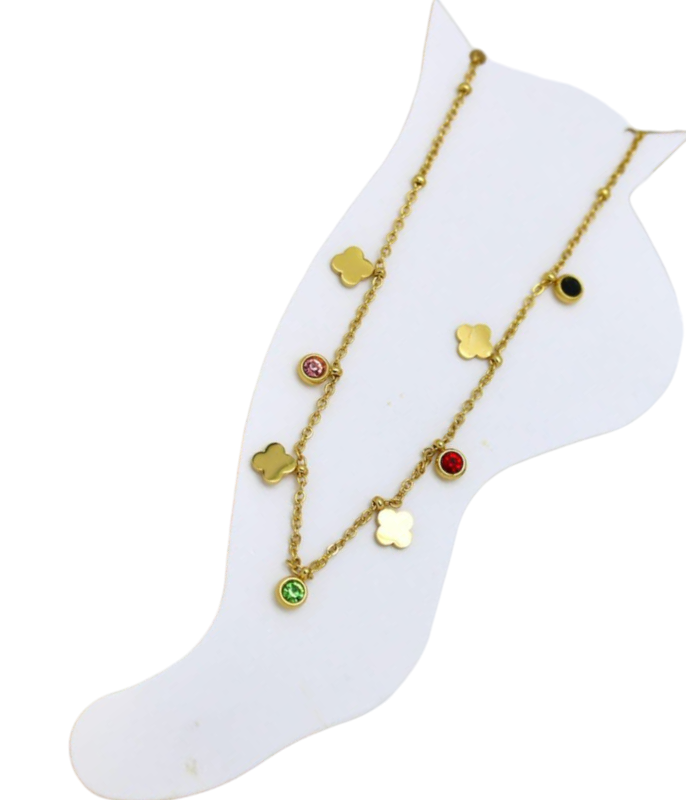 multi-stone clover anklet